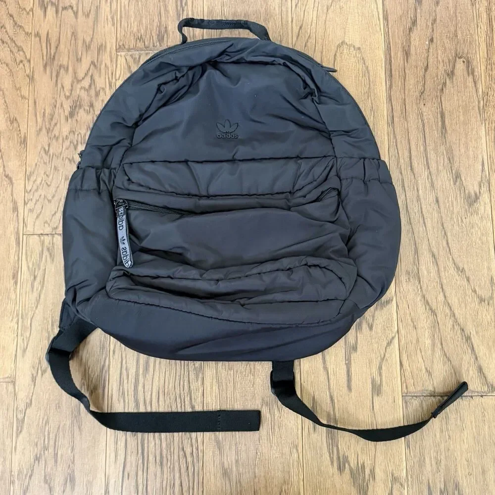 Adidas Originals Puffer Backpack Black Quilted Trefoil Logo Bag